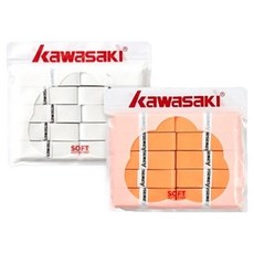 kawasaki 川崎 羽球握把布 ULTRA SOFT 001 2款 x 10入組, 白色, 橘色, 1套