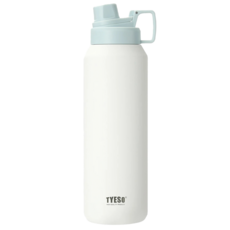 TYESO 泰碩 304不鏽鋼磨砂系列運動保溫水壺, 雪峰白, 1500ml, 1個