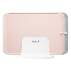 doble 防刮痕經典砧板2件組 附智能收納架, 1套, 砧板 嬰兒粉 + 淺灰色 + 智能支架