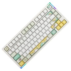 몬스타기어 유무선 스텔라75 베어본 풀알루미늄 커스텀 블루투스 허니밀크 조약돌 게이밍 기계식 키보드, 치즈화이트(키보드), 그린(키캣), STELLA75 구름냥, 제조사축