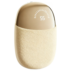 法蘭毛絨暖手寳 恆溫速熱暖暖包 手握式暖手蛋 毛絨雙面暖手寶 暖暖蛋 米白色, 1個