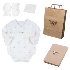 Organic Boom 青蛇年 馬年 夏季用 新生兒連身衣 + 防抓手套 + 手帕 + 盒裝組 + 提袋