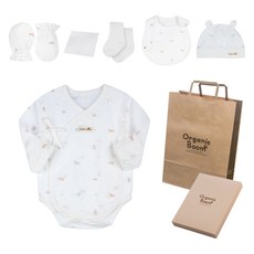 Organic Boom 青蛇年 馬年 夏季用 新生兒連身衣 + 帽子 + 圍兜 + 防抓手套 + 襪子 + 手帕 + 盒裝組合 + 提袋