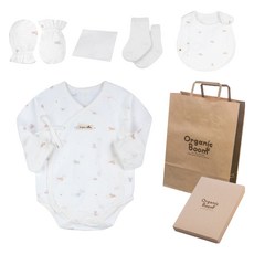Organic Boom 青蛇年 馬年 夏季用 新生兒連身衣 + 圍兜 + 防抓手套 + 襪子 + 手帕 + 禮盒組 + 提袋