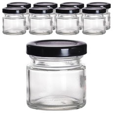 미니사이즈 원형 블랙캡 유리병, 9개, 50ml