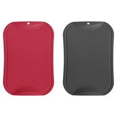 doble 不留刀痕抗菌砧板2件組, 1套, 砧板 紅色 + 深灰色
