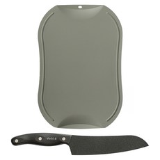 doble 頂級刀具 + 不留刀痕砧板 卡其色, 1套, 三德刀 + 砧板