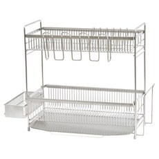 MUDITA 304不鏽鋼單線纖薄型碗盤瀝水架, 單一顏色, 1個, 2層