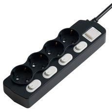 Boedam 獨立整合型4孔延長線, 1.5m, 黑色, 1個