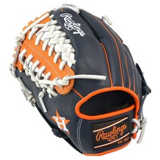 롤링스 게이머 XLE MLB 팀 로고 글러브 좌투용 GHW5GMX206-4-HOU-RH, 네이비 + 오렌지, 1개