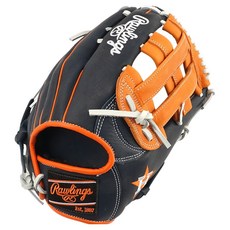 Rawlings Gamer XLE MLB 球隊標誌手套 右投用 GHW5GMXBH34-6-HOU, 海軍藍 + 橘色, 1個