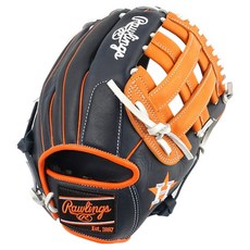 Rawlings Gamer XLE MLB 球隊標誌手套 右投用 GHW5GMXNA-6-HOU, 海軍藍 + 橘色, 1個