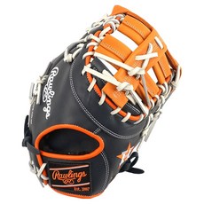 Rawlings Gamer XLE MLB 球隊標誌手套 右投用 GHW5GMXDCT-10-HOU, 海軍藍 + 橘色, 1個