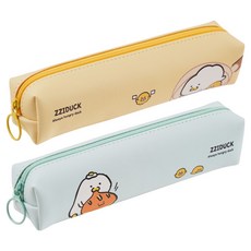 포포팬시 러블리 찌덕이 슬림 펜파우치 2종 세트, 민트, 옐로우, 1세트