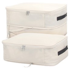 OLIVING 旅行用壓縮收納袋 淺米色, 2個, 1入