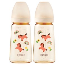 마더케이 베이직 PPSU 유니콘 무꼭지 젖병, 크림, 280ml, 2개