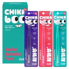 CLIO Chikabu 兒童牙刷 第1階段 3款 x 3入組, 粉紅色, 薄荷綠, 紫色, 1套