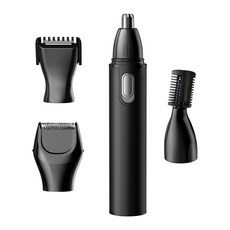 Pritoo 四合一男士鼻毛刀修容組/USB迷你便攜鼻毛修剪器, 黑色, 單一商品