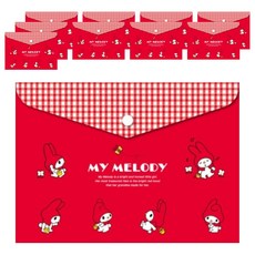 三麗鷗 美樂蒂 復古按扣文件袋, 紅色, 10個