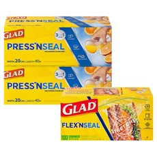 GLAD 佳能 Flex'n Seal 彈性夾鏈袋 三明治袋 小型 100入 + Magic Wrap 迷你 40m 2入組合, 混合, 1套