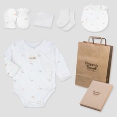 Organic Boom 新生兒夏季馬年按扣式包屁衣 + 圍兜 + 防抓手套 + 襪子 + 手帕 + 盒裝組合 + 提袋
