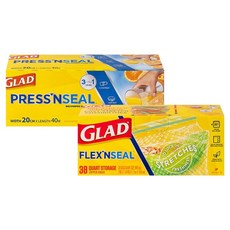 GLAD 佳能 Flex'n Seal 可伸縮密封夾鏈袋 一般中型 38入 + Magic Wrap 迷你保鮮膜 40m 套組, 混合, 1套