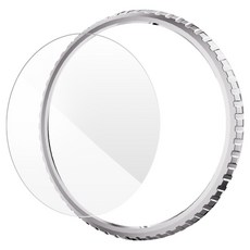 SPACE SHIELD Galaxy Watch8 Classic 相容 Spin Edge 金屬錶圈 + 鋼化玻璃膜套組, 銀色, 1套