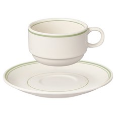 블랑드블랑 라피네 티컵 + 소서 세트, 올리브, 1세트