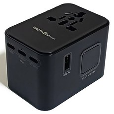 원더 스마트 초고속 해외 여행용 멀티 플러그 6포트 어댑터 PD 45W GaN 2500W BLACK, 1개
