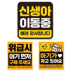제제데코 고휘도 반사 리무버블 탈부착 자석 차량스티커 아기용 3종 세트, 007 신생아이동중, 1세트