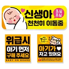 제제데코 고휘도 반사 리무버블 탈부착 자석 차량스티커 아기용 3종 세트, 011 신생아천천히이동중, 1세트