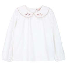 페리미츠 아동용 플라워 자수 카라 티셔츠 P2612T169