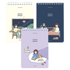 핑크풋 하루 하루 공부습관 스터디플래너 3종 세트, purple, ivory, navy, 1세트