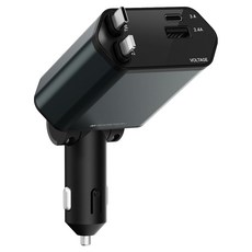 GOOSPERY 4合1捲線式車用點菸器高速充電器 Type-C / Apple 8-pin, 灰色, 單一商品