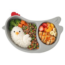 파미레 국내산 실리콘 꼬꼬 미니 흡착식판, 크림그레이, 1개