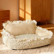 허니버블 반려동물 분리형 플라워 공주 방석 쿠션, 그린, 1개