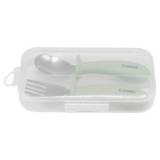Combi 康貝 湯匙叉子收納盒組, 薄荷綠, 1套, 湯匙 + 叉子 + 收納盒