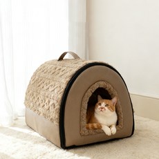 Honey Bubble 寵物舒適拱形洞穴坐墊窩, 棕色, 1個