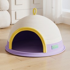 허니버블 반려동물 반구형 유르트 스크래쳐 하우스 방석 쿠션, 1개, 옐로우