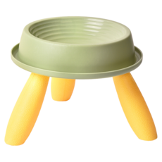 Truly House 寵物餵食架高碗, 綠黃色, 1個