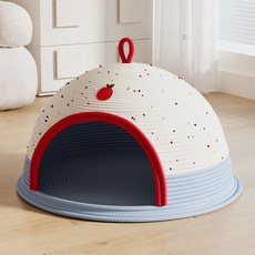 허니버블 반려동물 반구형 유르트 스크래쳐 하우스 방석 쿠션, 1개, 레드