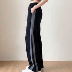 Goodif 女款Muse撞色寬版運動鬆緊長褲