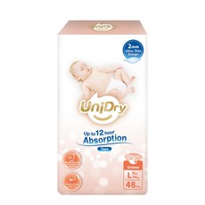 UniDry 優力寶 奢柔優選黏貼型尿布 9~14kg, 48個, 大碼 (L)
