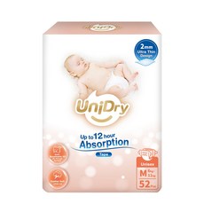 UniDry 優力寶 奢柔優選黏貼型尿布 6~11kg, 52個, 中碼 (M)