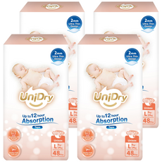 UniDry 優力寶 奢柔優選黏貼型尿布 9~14kg, 192個, 大碼 (L)