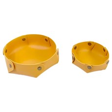 LAB&TOOLS 圓形皮革桌面收納盒 2件組, 黃色, 1套