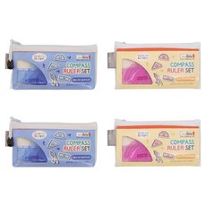 ibis 圓規量角器三角尺 2款 x 2入組, 粉紅色, 藍色, 1套