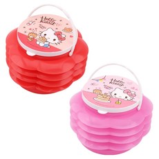 산리오 캐릭터 헬로키티 자바라 물통 2종 세트, Red, Pink