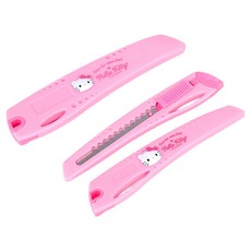 바이하츠 헬로키티 컷터칼 소 2p + 컷터칼 대 세트, 핑크, 1세트