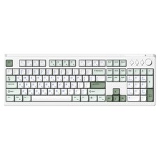 HANSUNG SUPERSTORE OfficeMaster 薄膜低噪音鍵盤膜 音量旋鈕 LED 辦公用全尺寸配列有線鍵盤, GK101, 抹茶拿鐵, 製造商軸